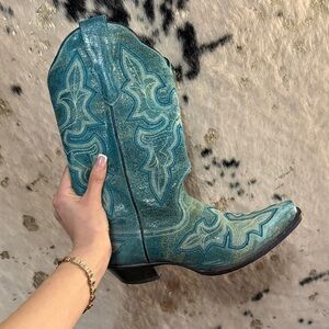 Roper Teal Embroidered Western Cowgirl Boots